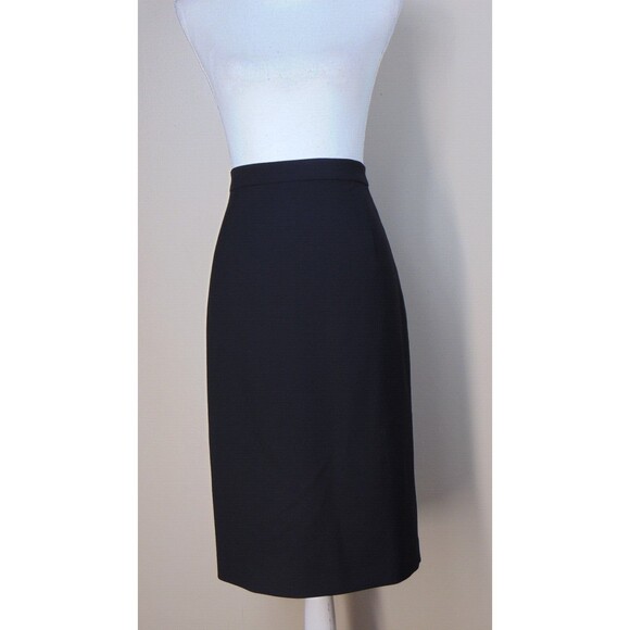 Theory Black Wool Blend Pencil Skirt Womens Size 8 Career Knee Lined Slit - Picture 1 of 7